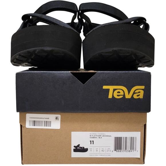 Teva Women Flatform Universal Platform Strappy Sandals Size US 11 Black/Black - Picture 5 of 5